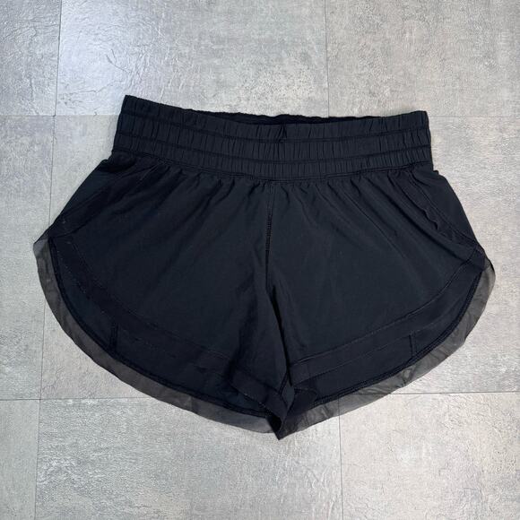 Lululemon Black Anew Running Shorts Womens Sz 4 Elastic Waist Mesh Trim Mid Rise - Picture 4 of 8